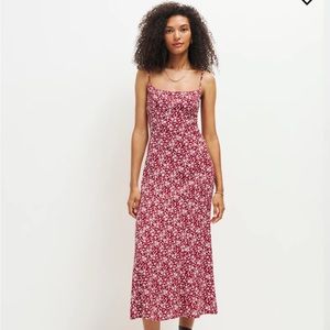 REFORMATION “Liya” Floral Strappy Maxi Dress in Red / Cream: Sz 8